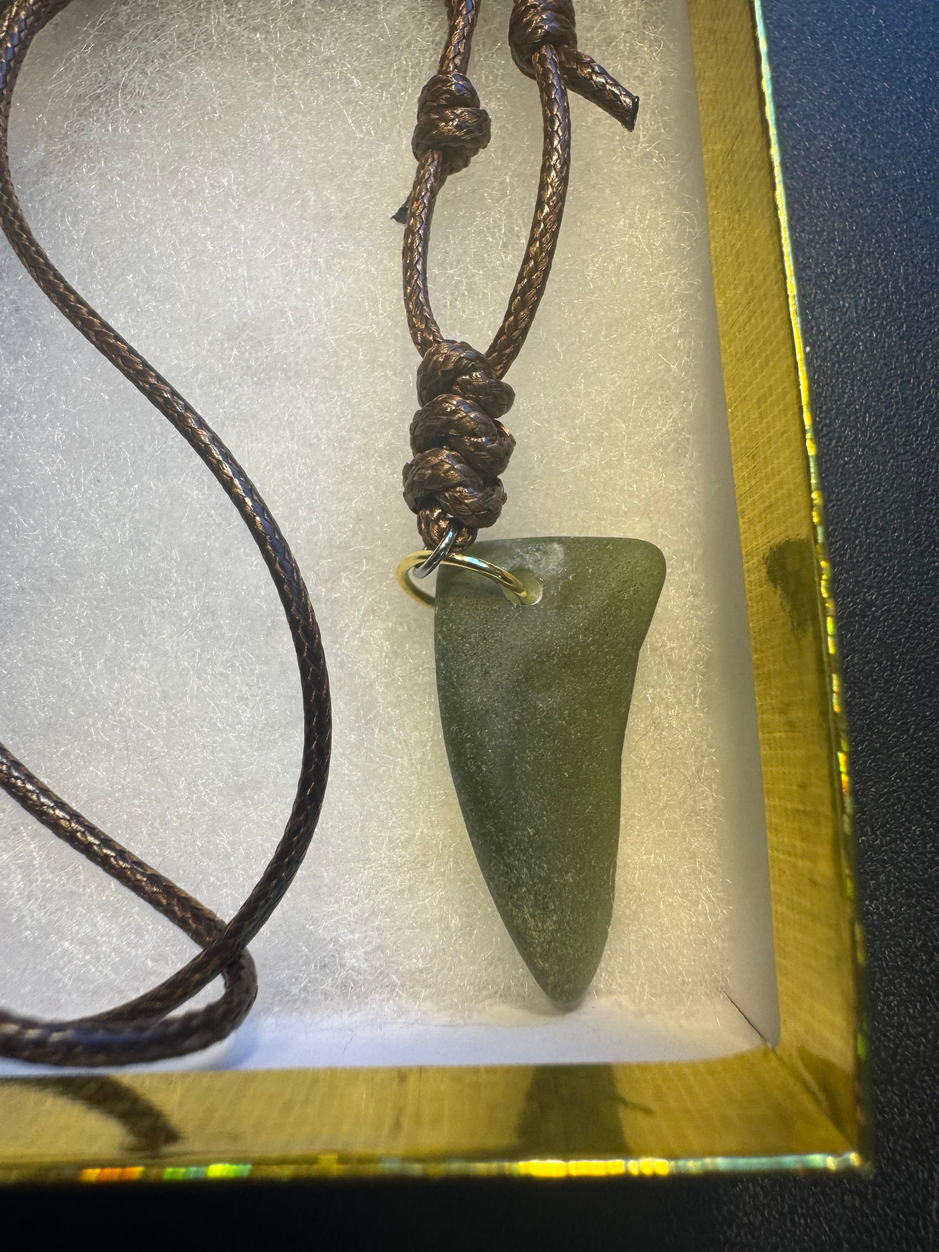 Lake Erie Grounded Sea Glass Necklace – Handcrafted Adjustable Cord Pendant
