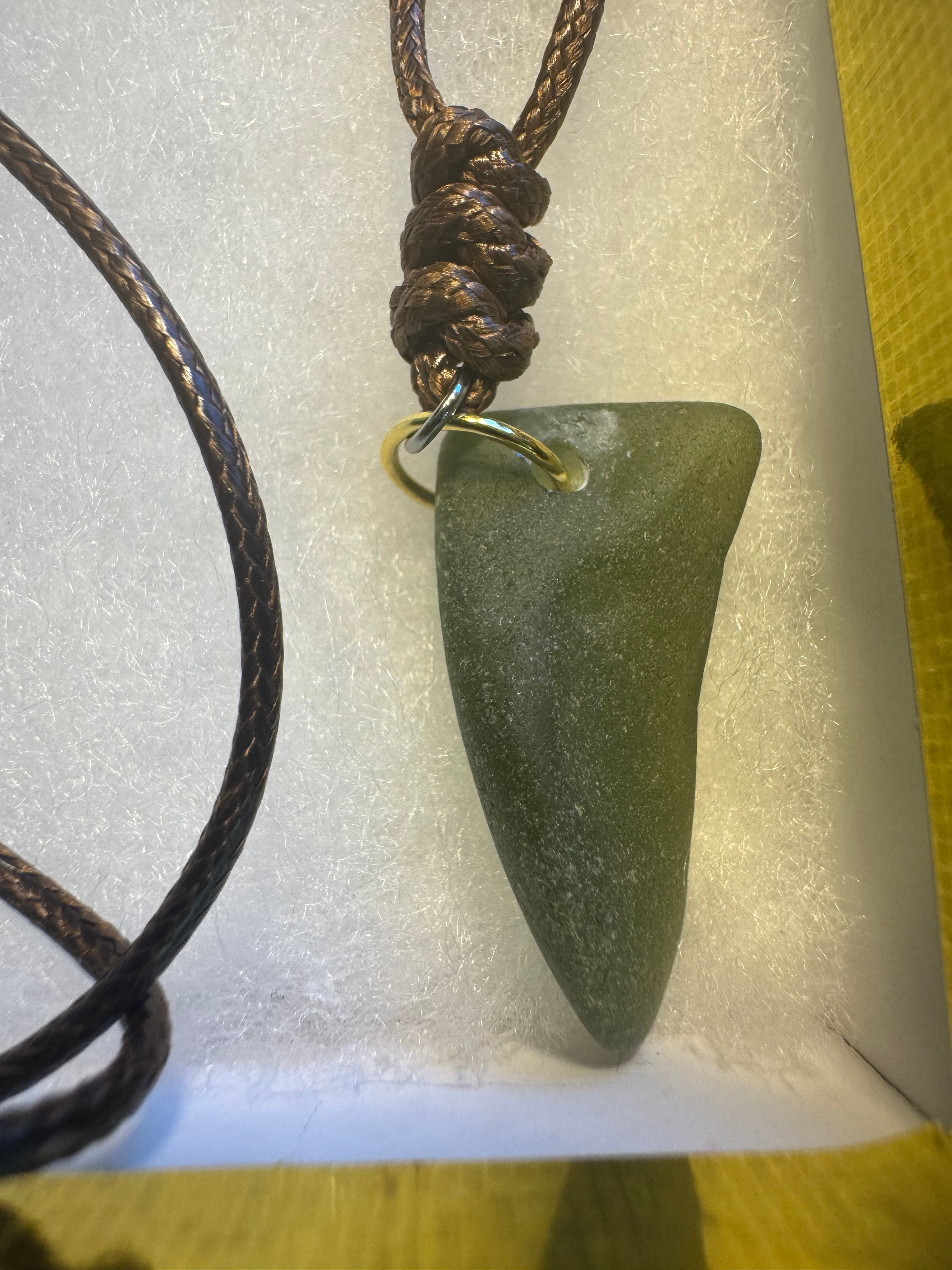 Lake Erie Grounded Sea Glass Necklace – Handcrafted Adjustable Cord Pendant