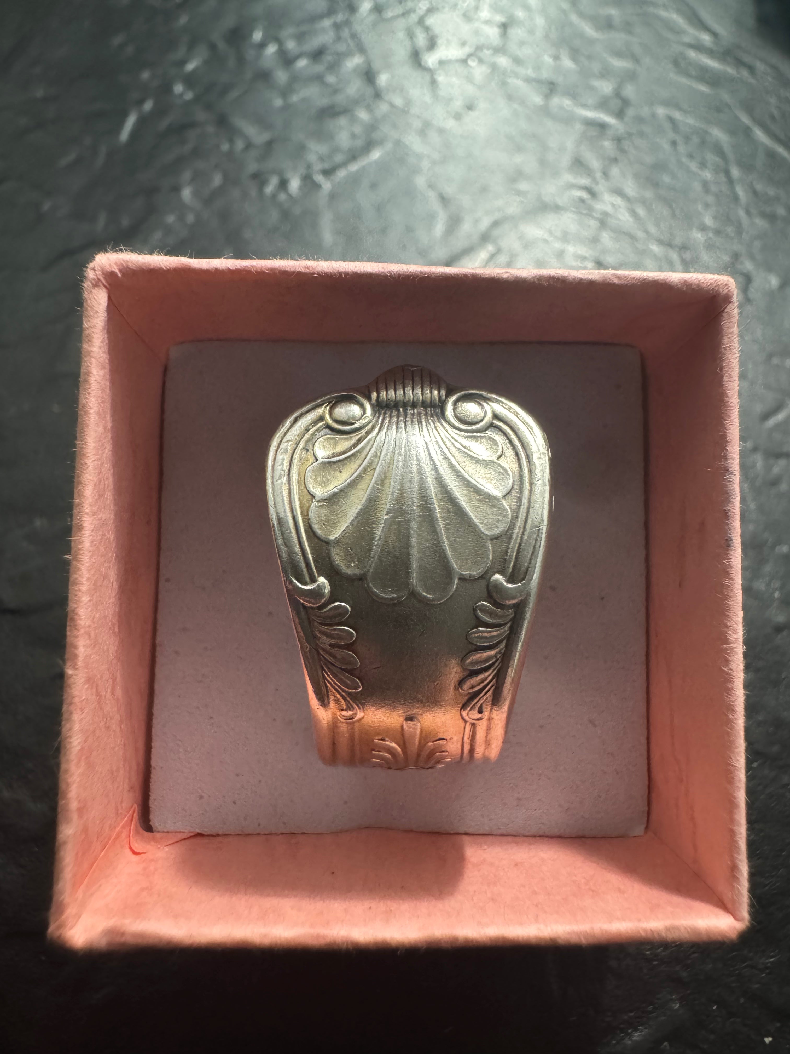 Ocean Crest Vintage Spoon Ring – Size 10 – Handmade One-of-a-Kind Silverplate Ring