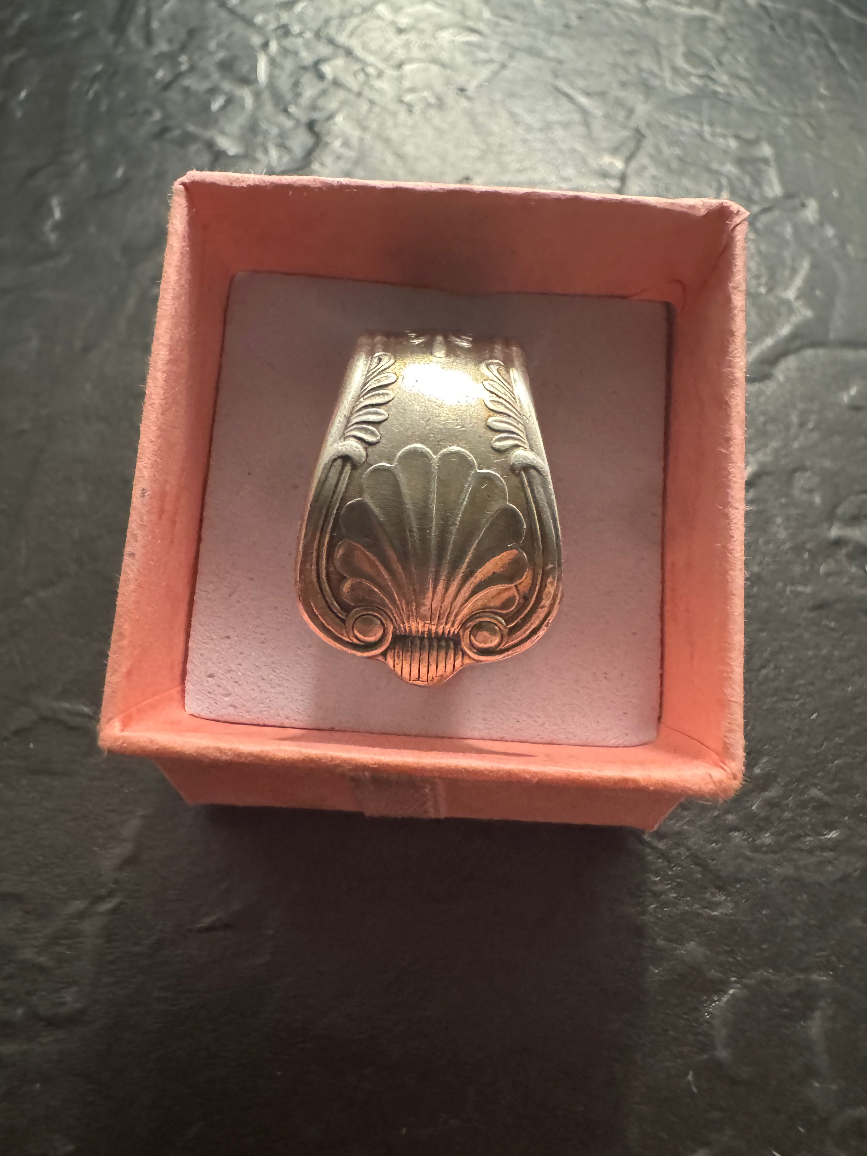 Ocean Crest Vintage Spoon Ring – Size 10 – Handmade One-of-a-Kind Silverplate Ring