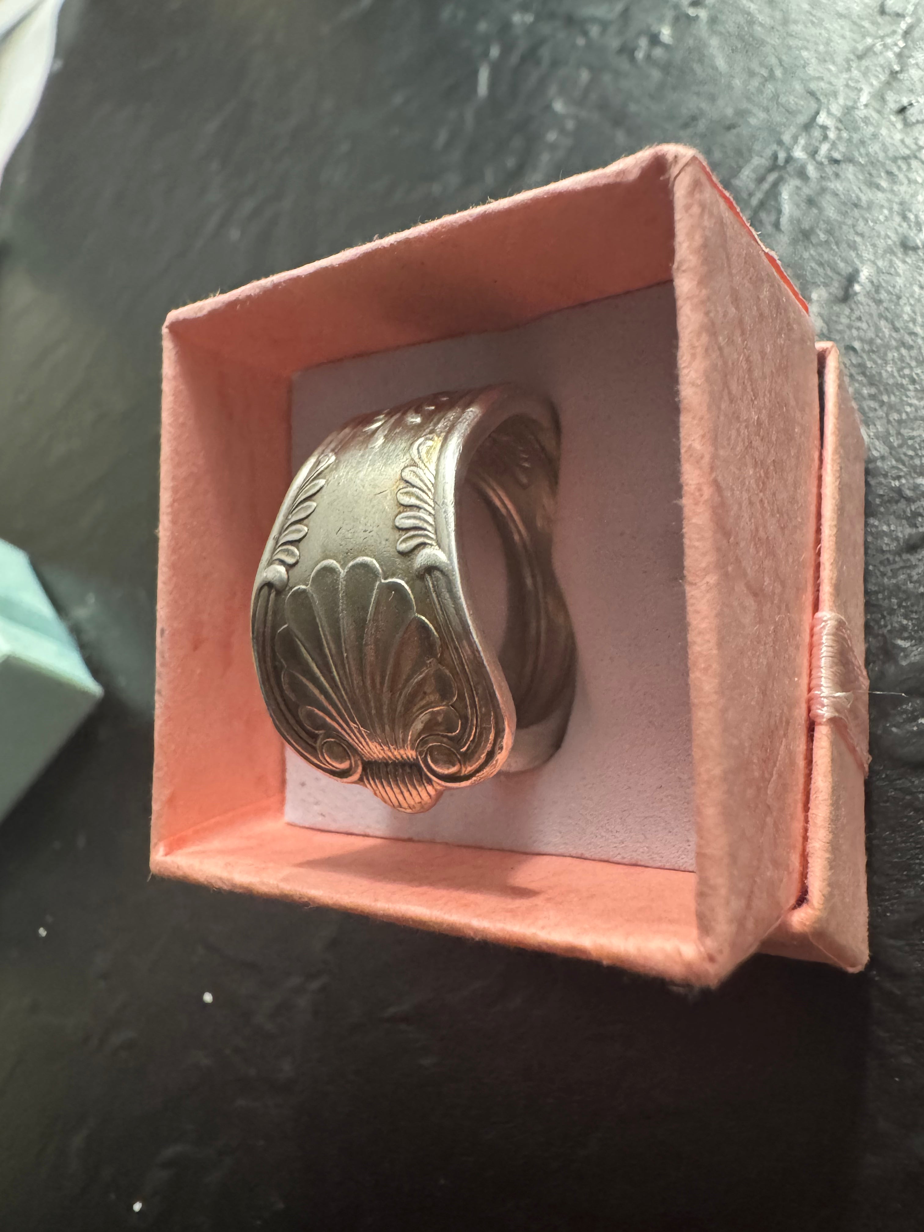 Ocean Crest Vintage Spoon Ring – Size 10 – Handmade One-of-a-Kind Silverplate Ring