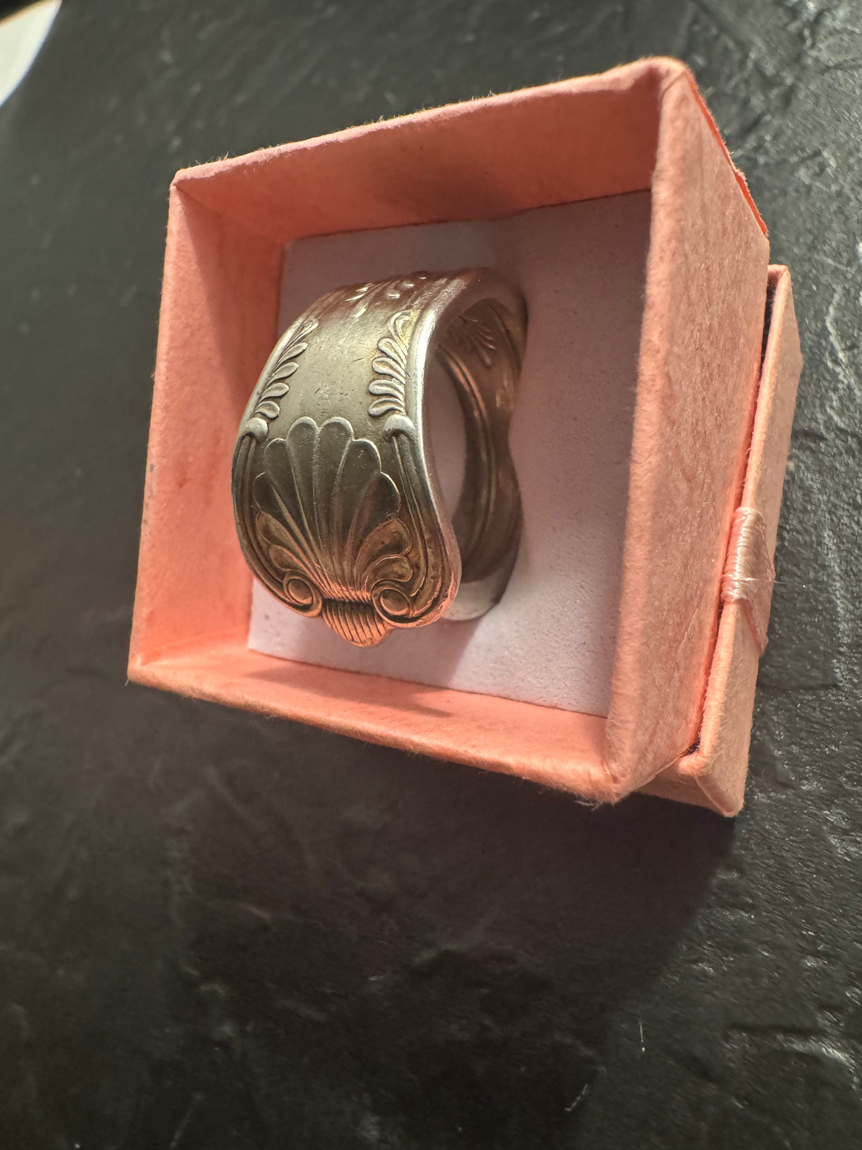 Ocean Crest Vintage Spoon Ring – Size 10 – Handmade One-of-a-Kind Silverplate Ring