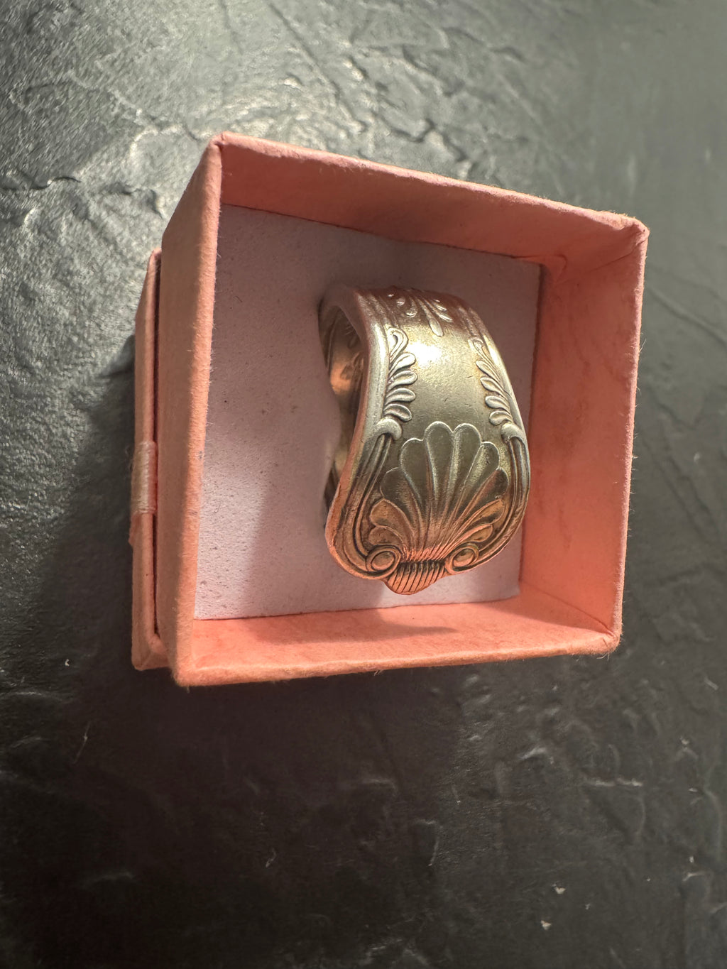 Ocean Crest Vintage Spoon Ring – Size 10 – Handmade One-of-a-Kind Silverplate Ring