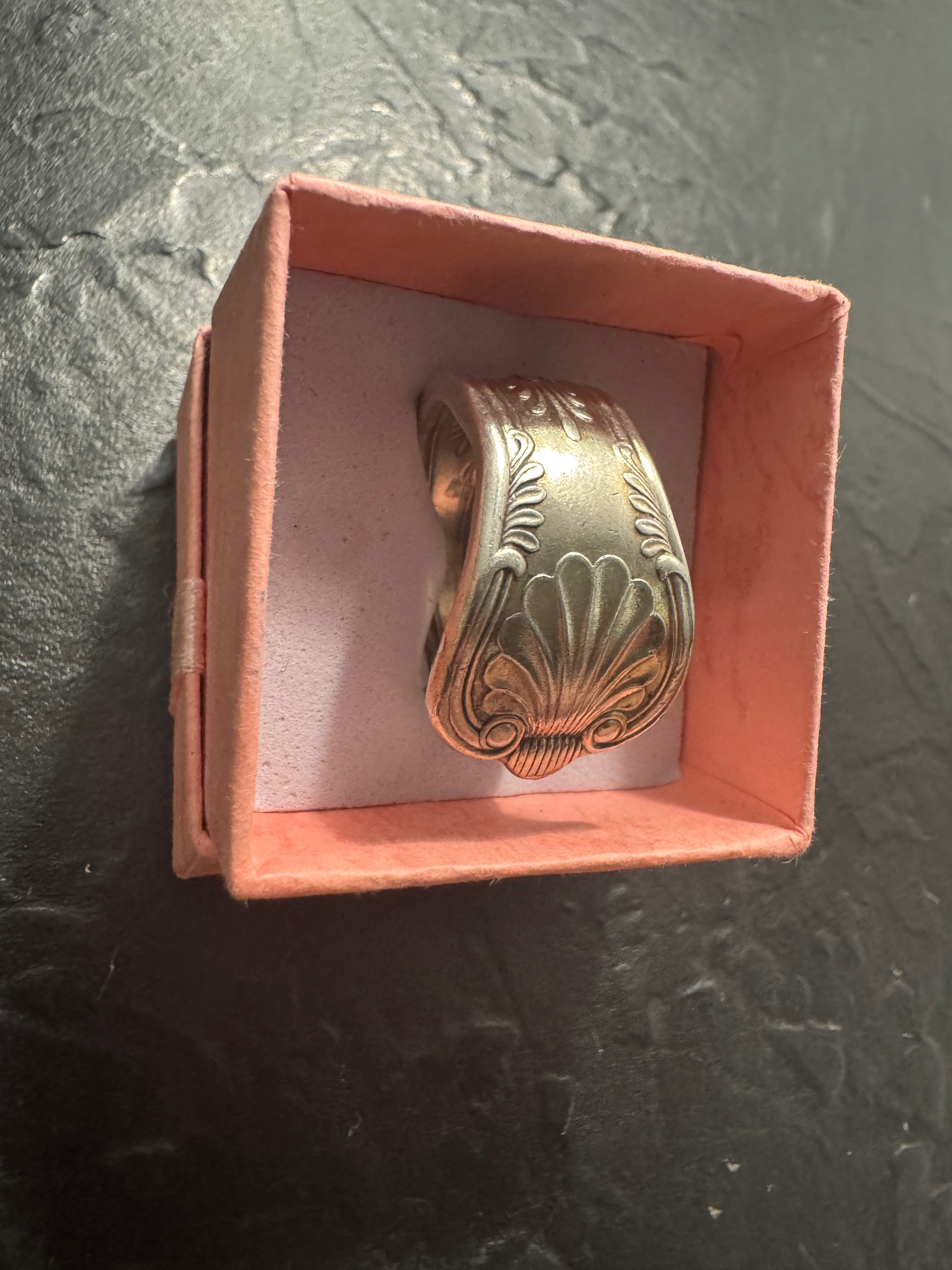 Ocean Crest Vintage Spoon Ring – Size 10 – Handmade One-of-a-Kind Silverplate Ring