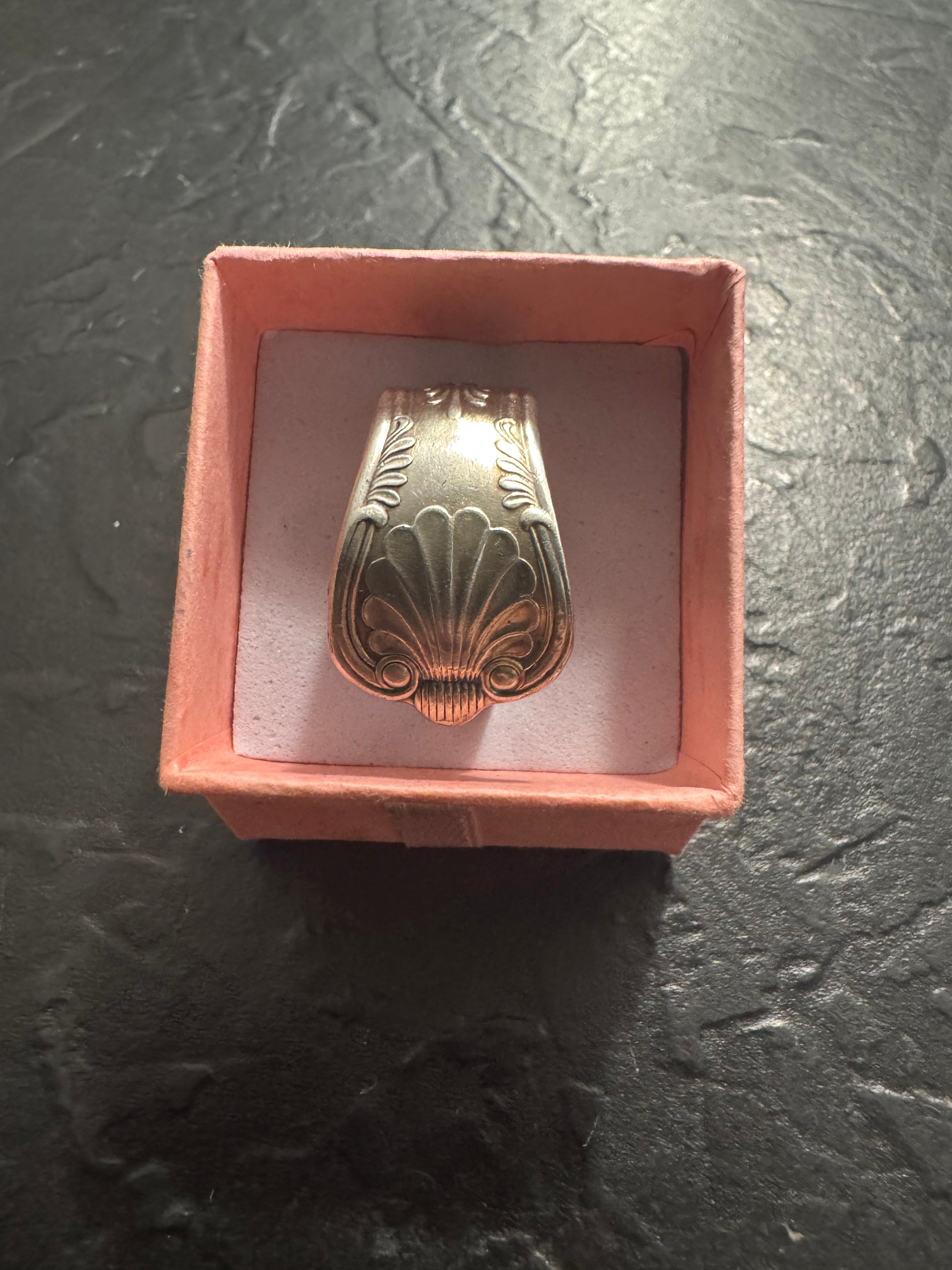 Ocean Crest Vintage Spoon Ring – Size 10 – Handmade One-of-a-Kind Silverplate Ring