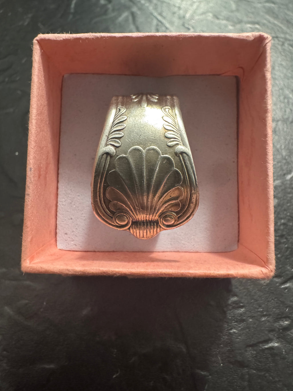 Ocean Crest Vintage Spoon Ring – Size 10 – Handmade One-of-a-Kind Silverplate Ring