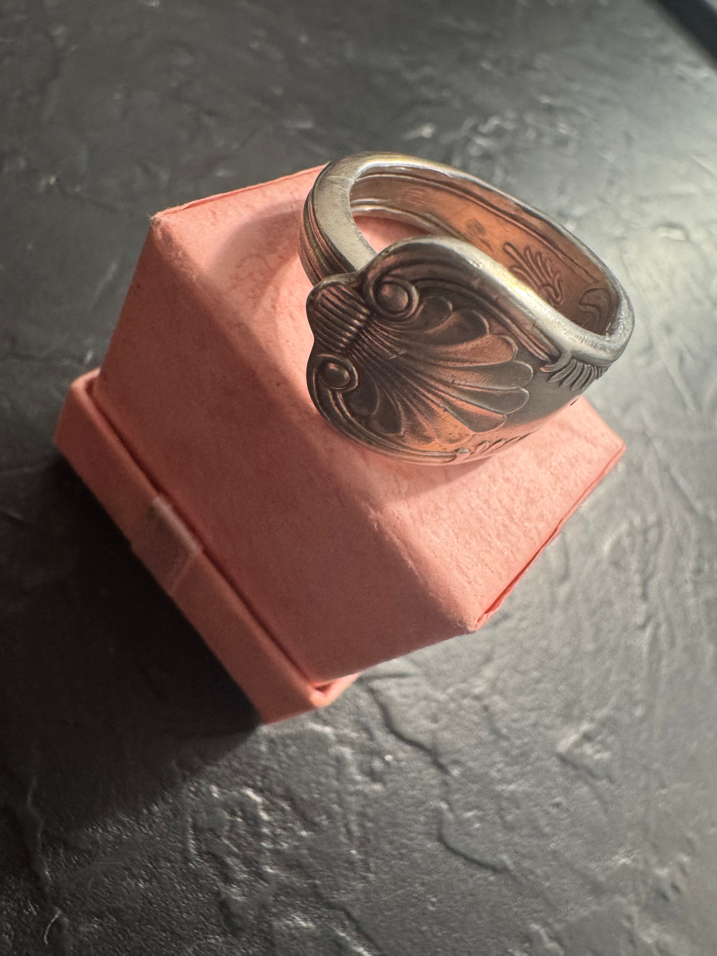 Ocean Crest Vintage Spoon Ring – Size 10 – Handmade One-of-a-Kind Silverplate Ring