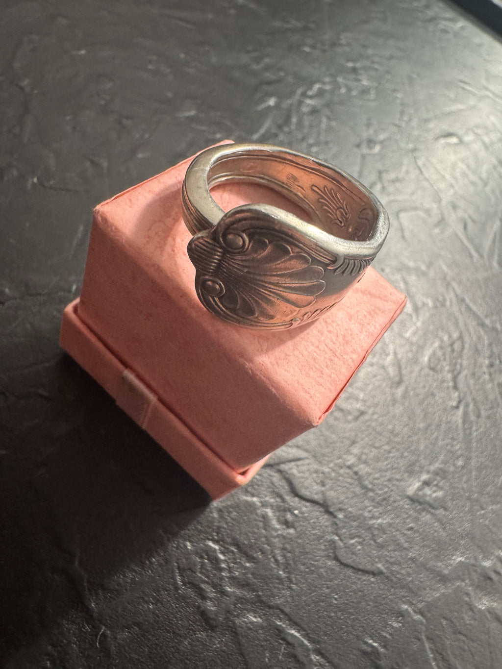 Ocean Crest Vintage Spoon Ring – Size 10 – Handmade One-of-a-Kind Silverplate Ring