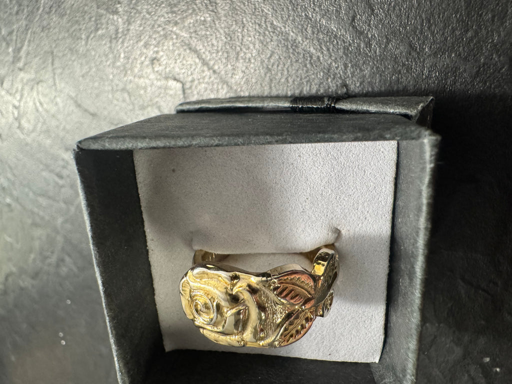 Gold Rose Spoon Ring – Handmade Floral Statement Ring – One of a Kind Size 5 – Featured in Scribe Art Ohio