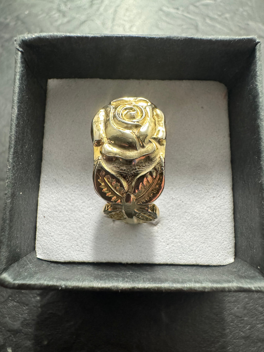 Gold Rose Spoon Ring – Handmade Floral Statement Ring – One of a Kind Size 5 – Featured in Scribe Art Ohio