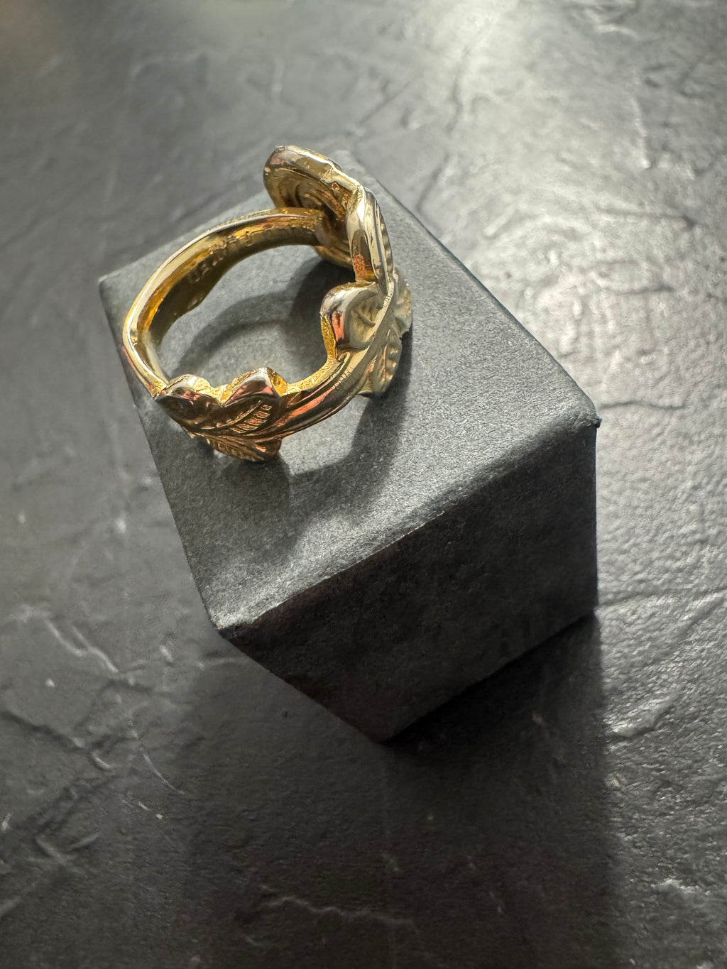 Gold Rose Spoon Ring – Handmade Floral Statement Ring – One of a Kind Size 5 – Featured in Scribe Art Ohio