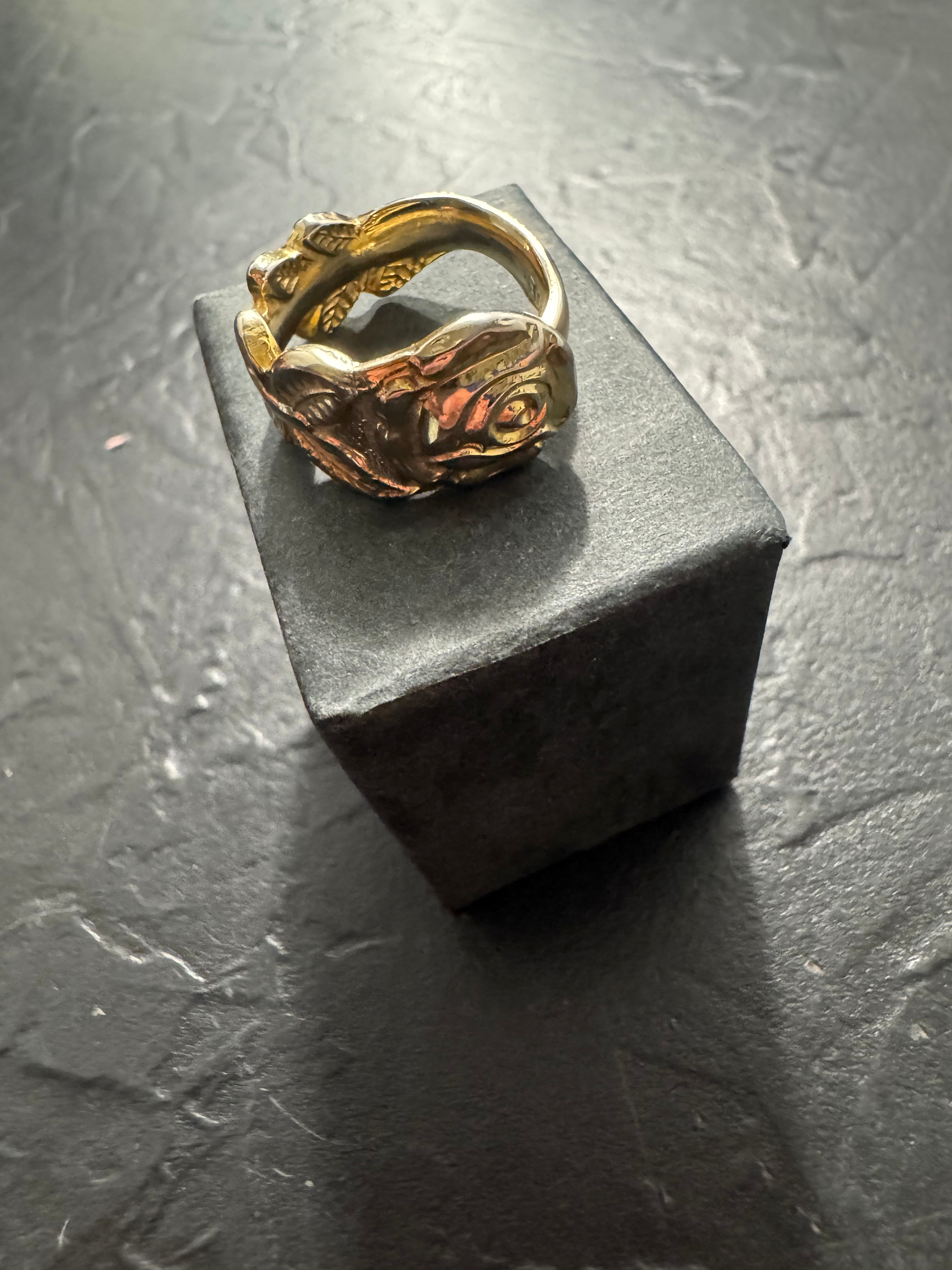 Gold Rose Spoon Ring – Handmade Floral Statement Ring – One of a Kind Size 5 – Featured in Scribe Art Ohio