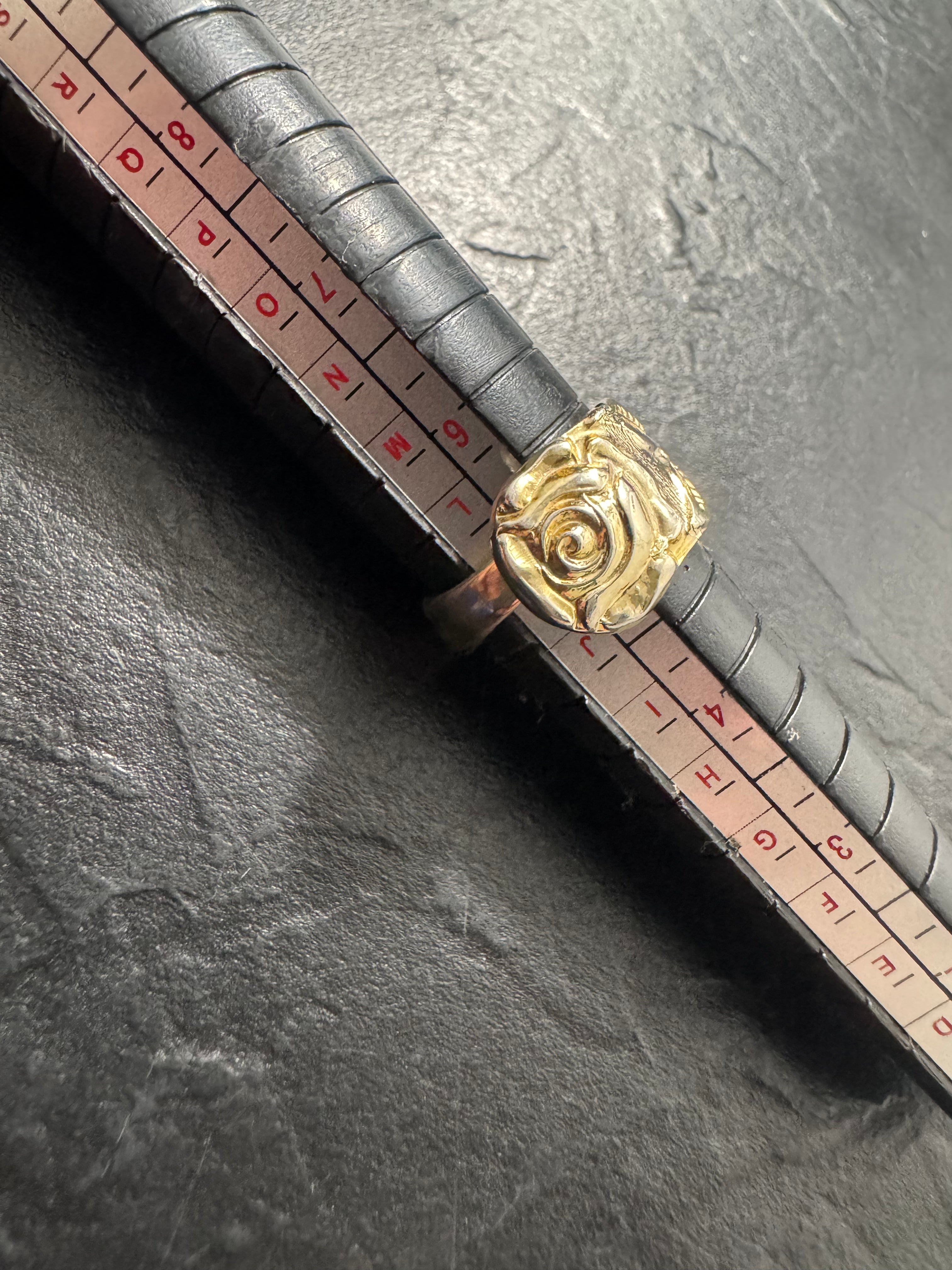 Gold Rose Spoon Ring – Handmade Floral Statement Ring – One of a Kind Size 5 – Featured in Scribe Art Ohio