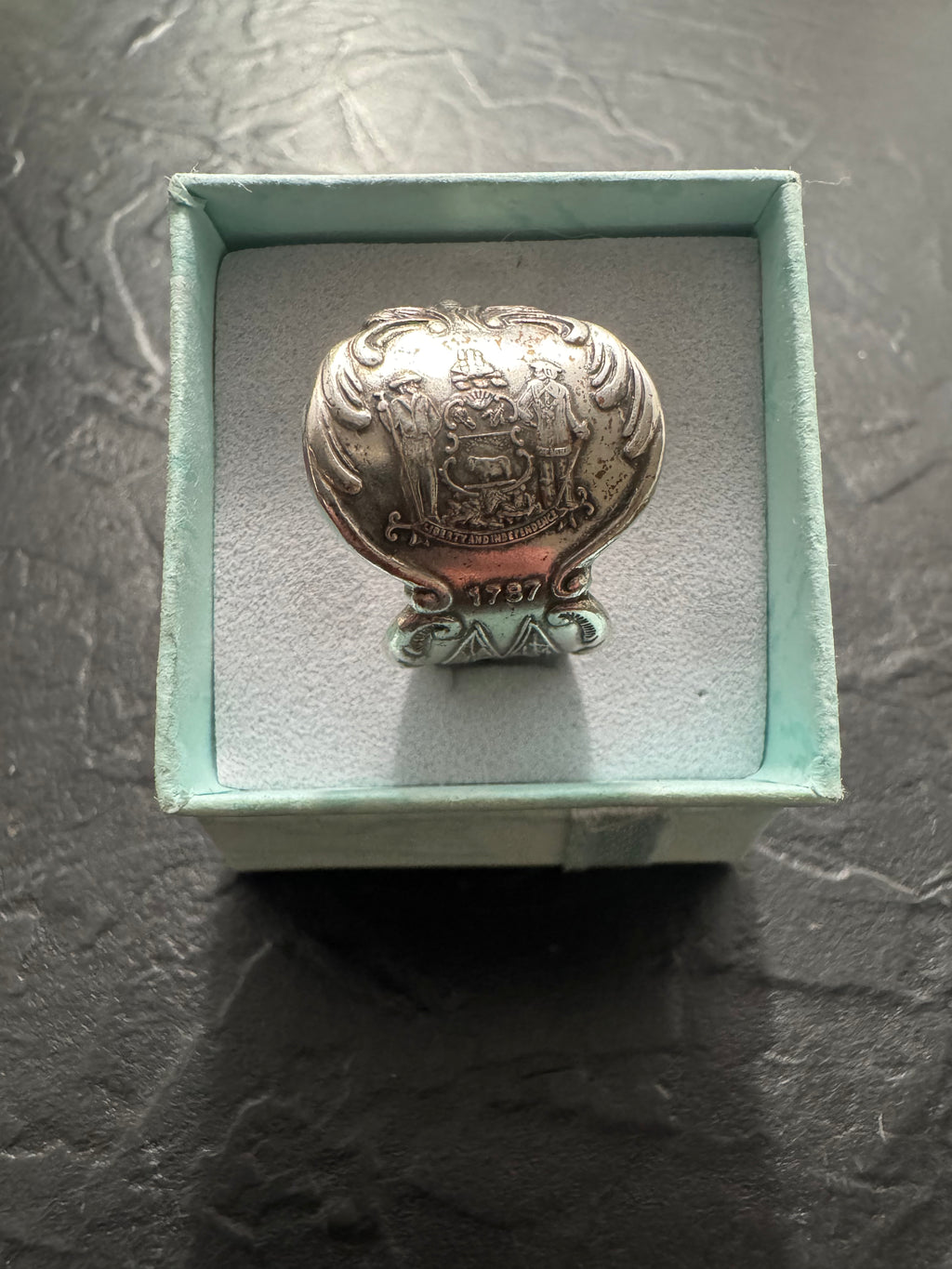 Delaware 1787 Heritage Collection Spoon Ring – Vintage United States Silverware Ring – Handmade Size 7.5