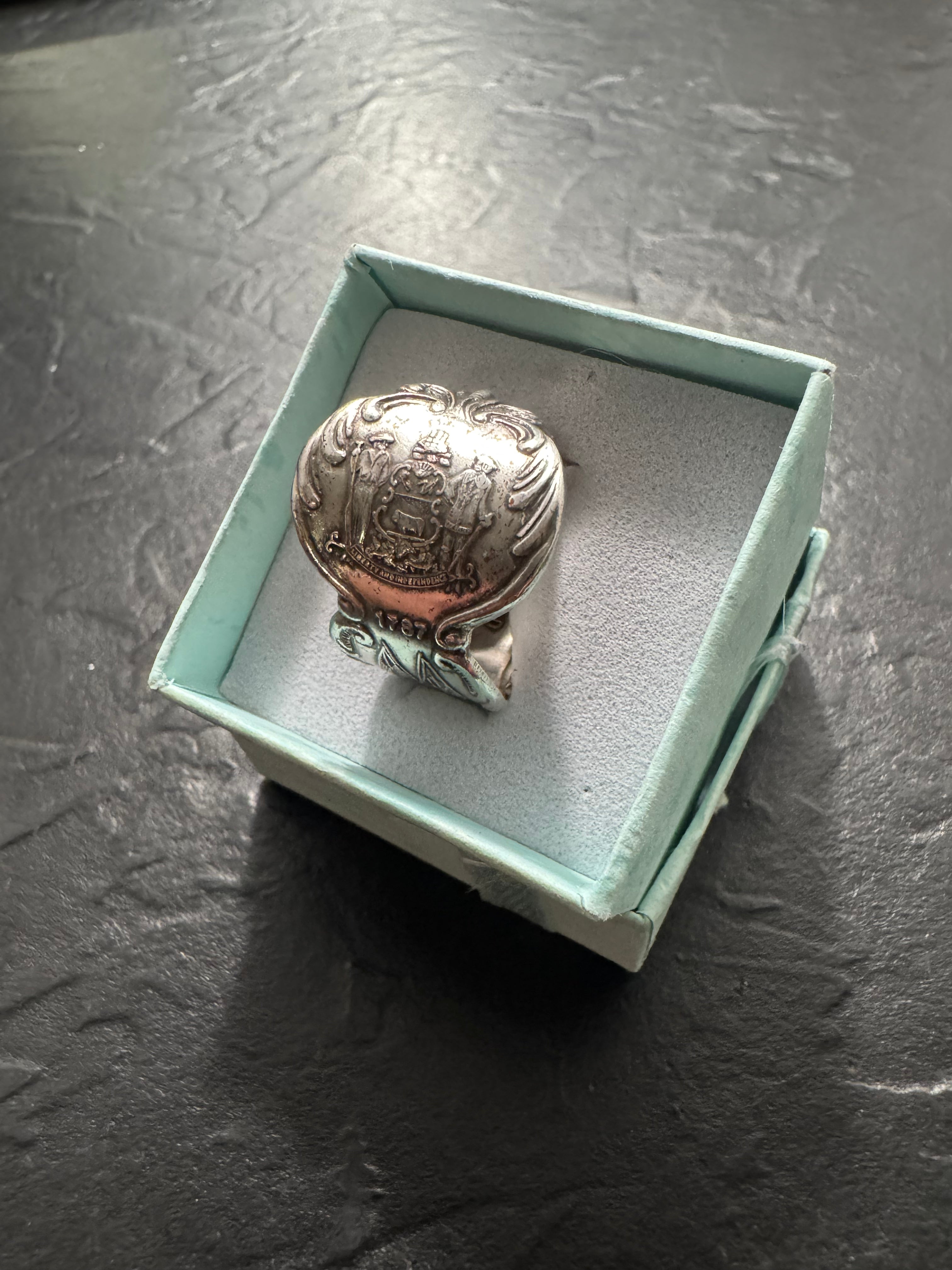 Delaware 1787 Heritage Collection Spoon Ring – Vintage United States Silverware Ring – Handmade Size 7.5