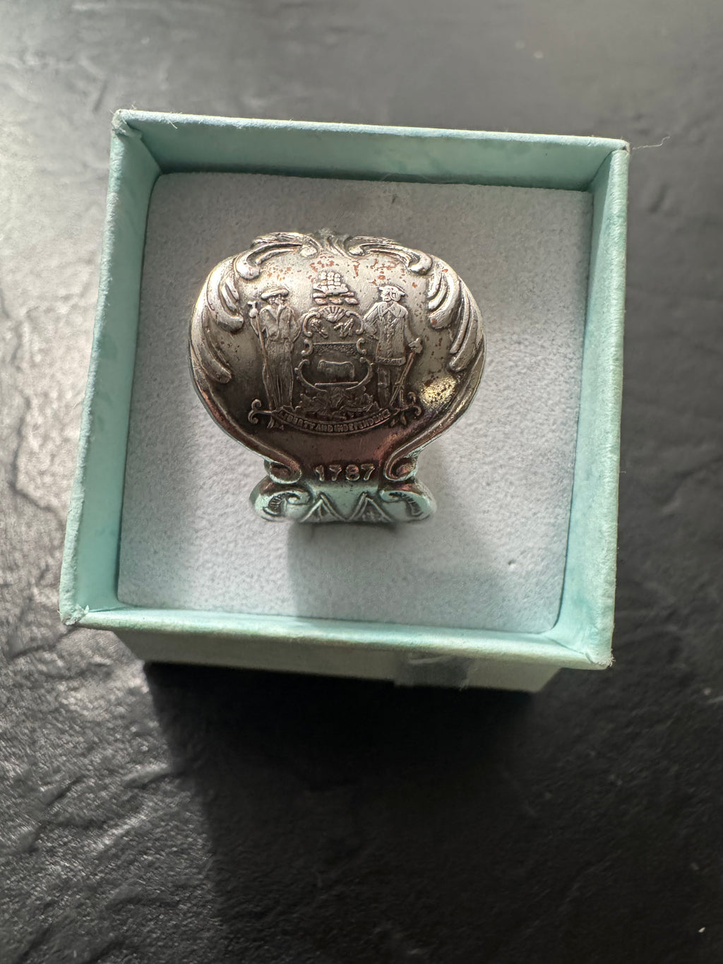 Delaware 1787 Heritage Collection Spoon Ring – Vintage United States Silverware Ring – Handmade Size 7.5