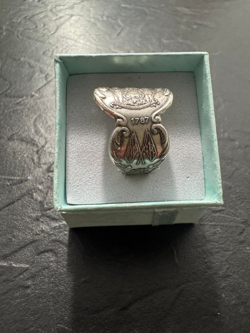 Delaware 1787 Heritage Collection Spoon Ring – Vintage United States Silverware Ring – Handmade Size 7.5