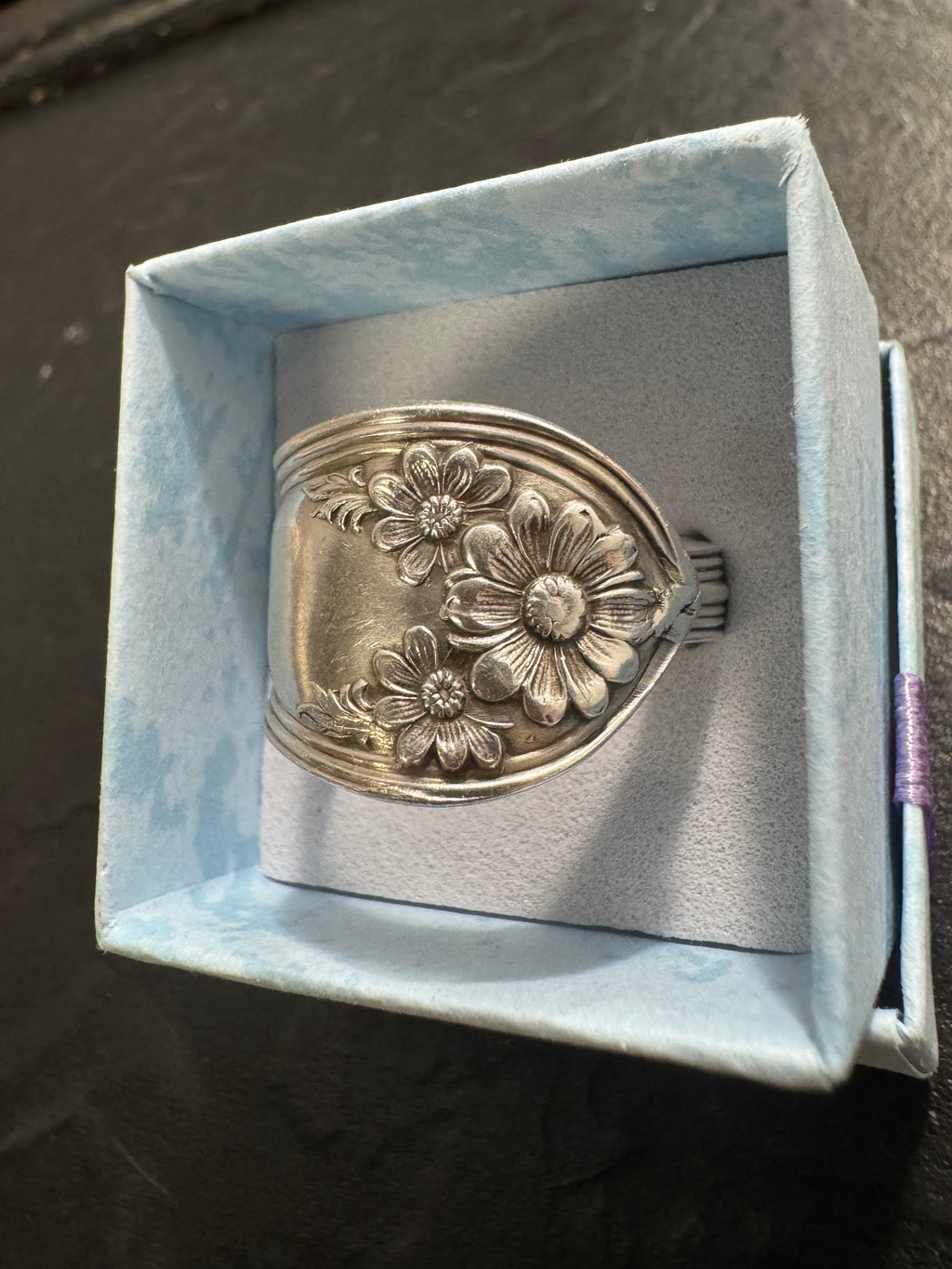 Antique Wm. Rogers & Son Floral Spoon Ring – Handmade Daisy Garden Band – Size 10 – One of a Kind