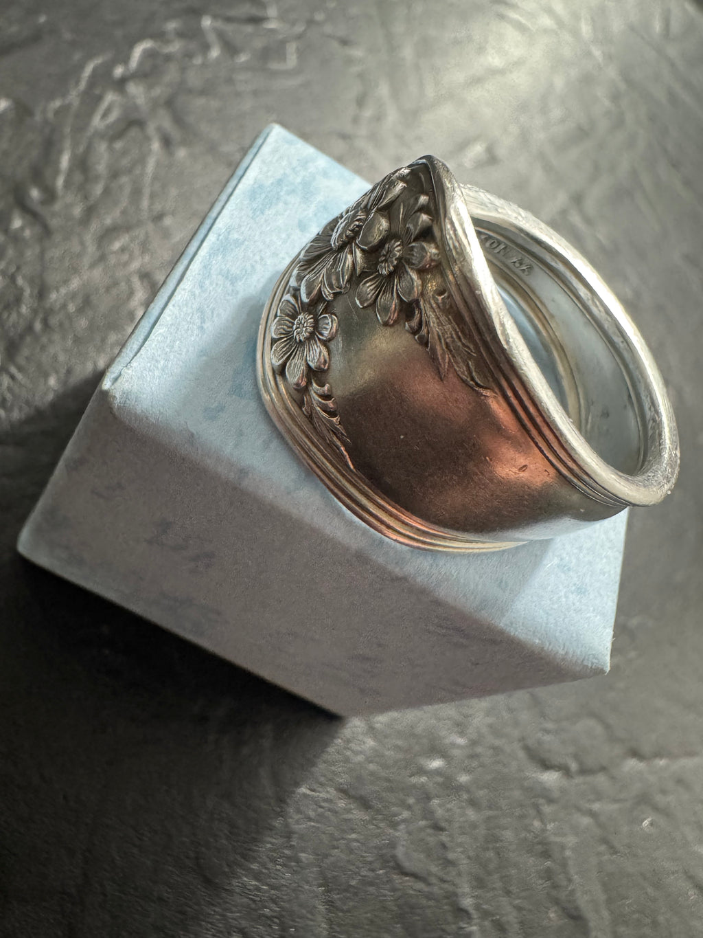 Antique Wm. Rogers & Son Floral Spoon Ring – Handmade Daisy Garden Band – Size 10 – One of a Kind