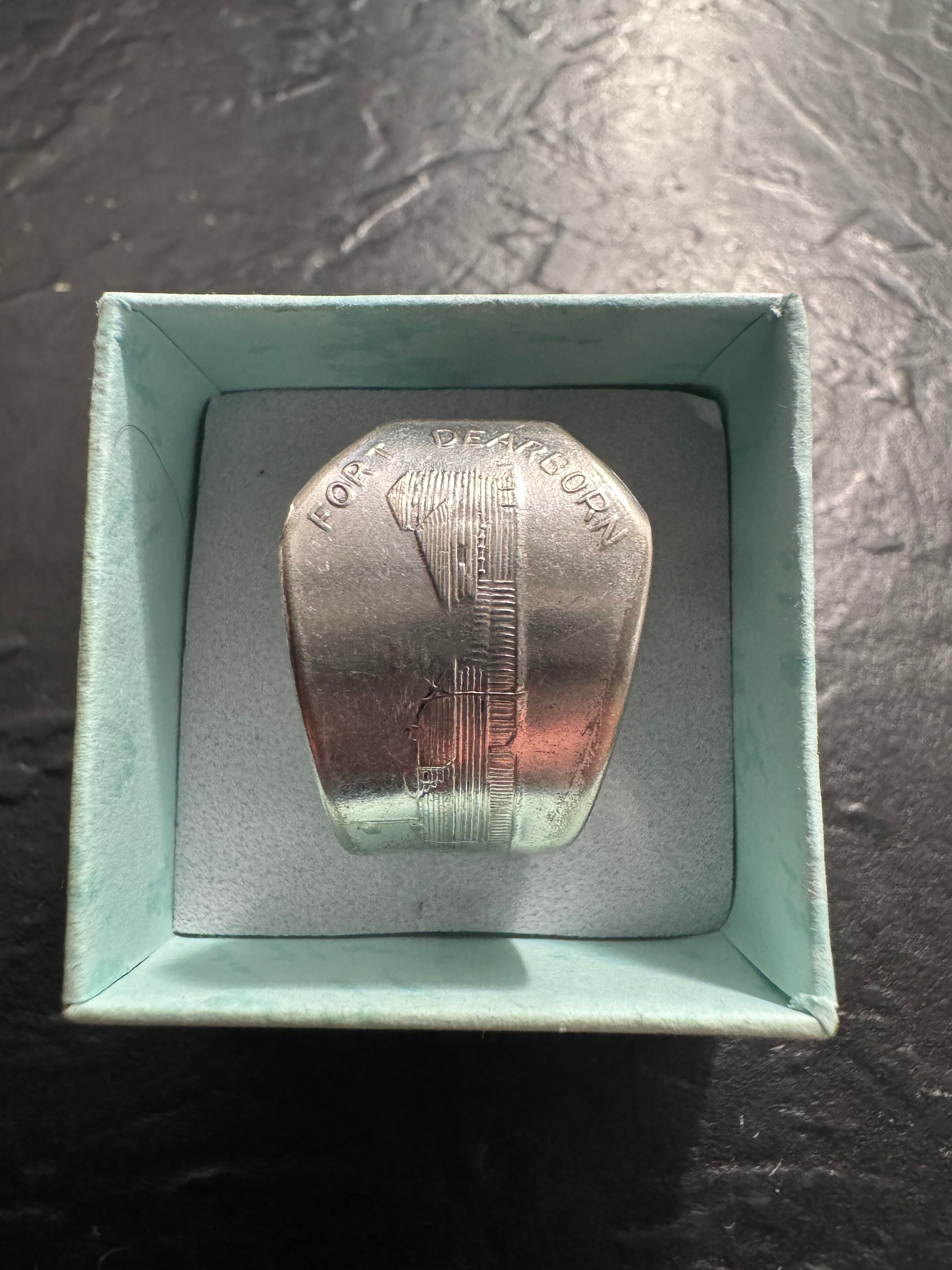 Fort Dearborn 1833 Spoon Ring – Handmade Century Silverplate Ring – Vintage Souvenir Silverware Jewelry