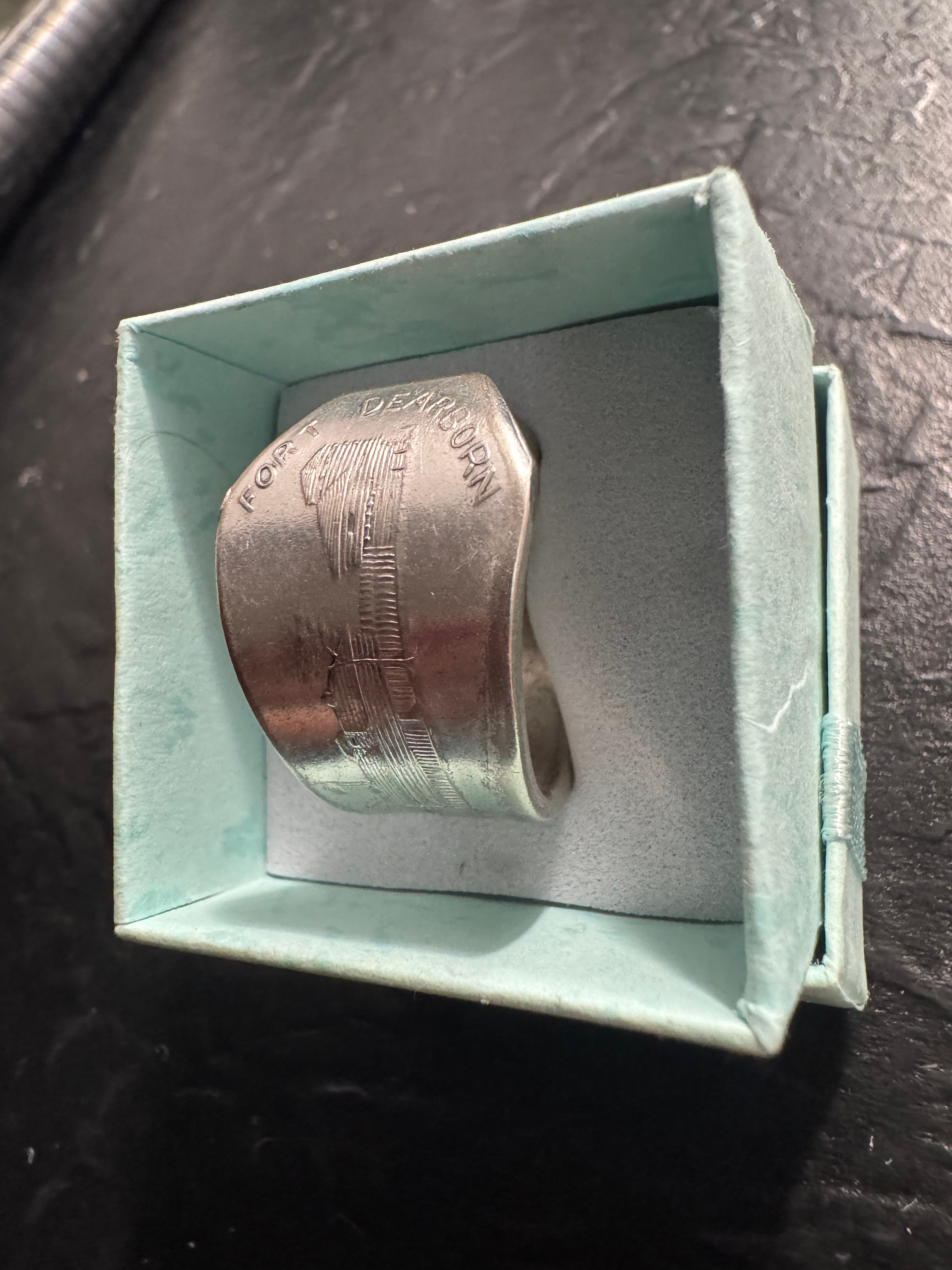 Fort Dearborn 1833 Spoon Ring – Handmade Century Silverplate Ring – Vintage Souvenir Silverware Jewelry