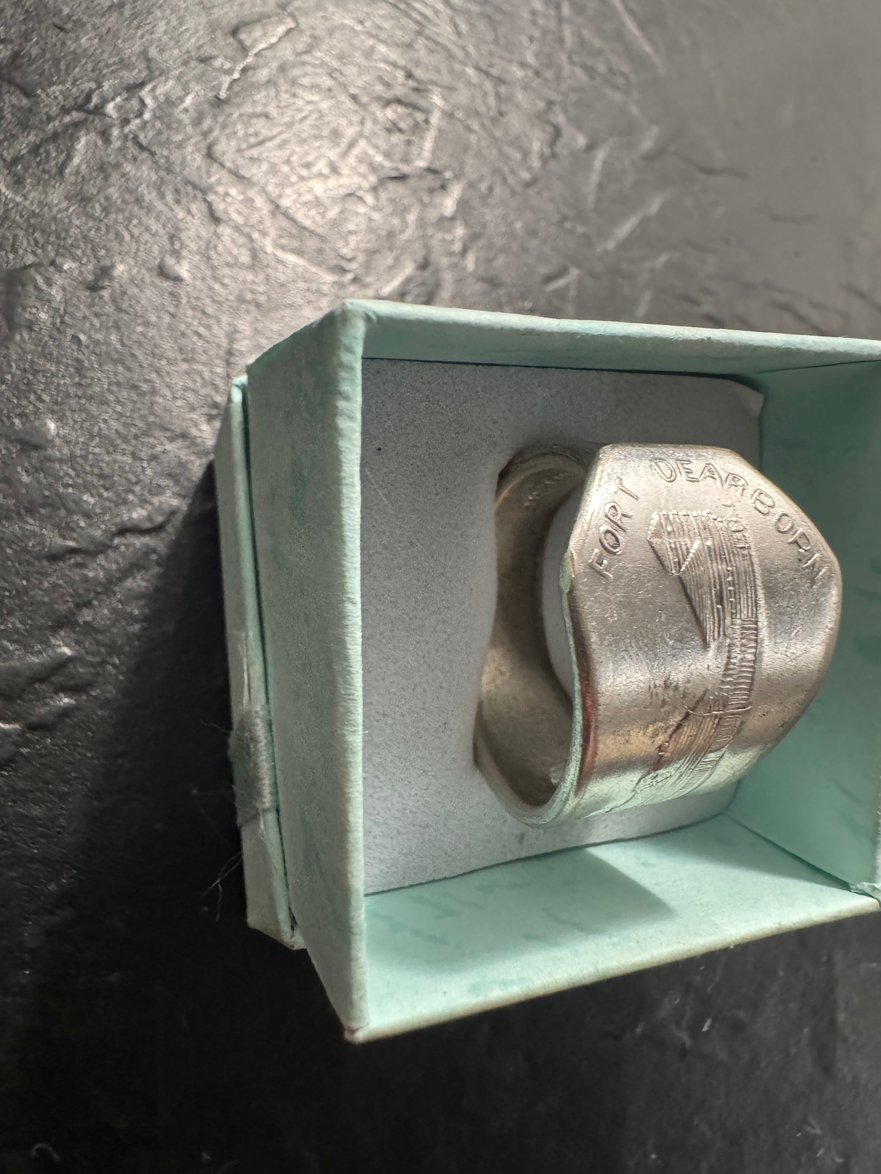 Fort Dearborn 1833 Spoon Ring – Handmade Century Silverplate Ring – Vintage Souvenir Silverware Jewelry