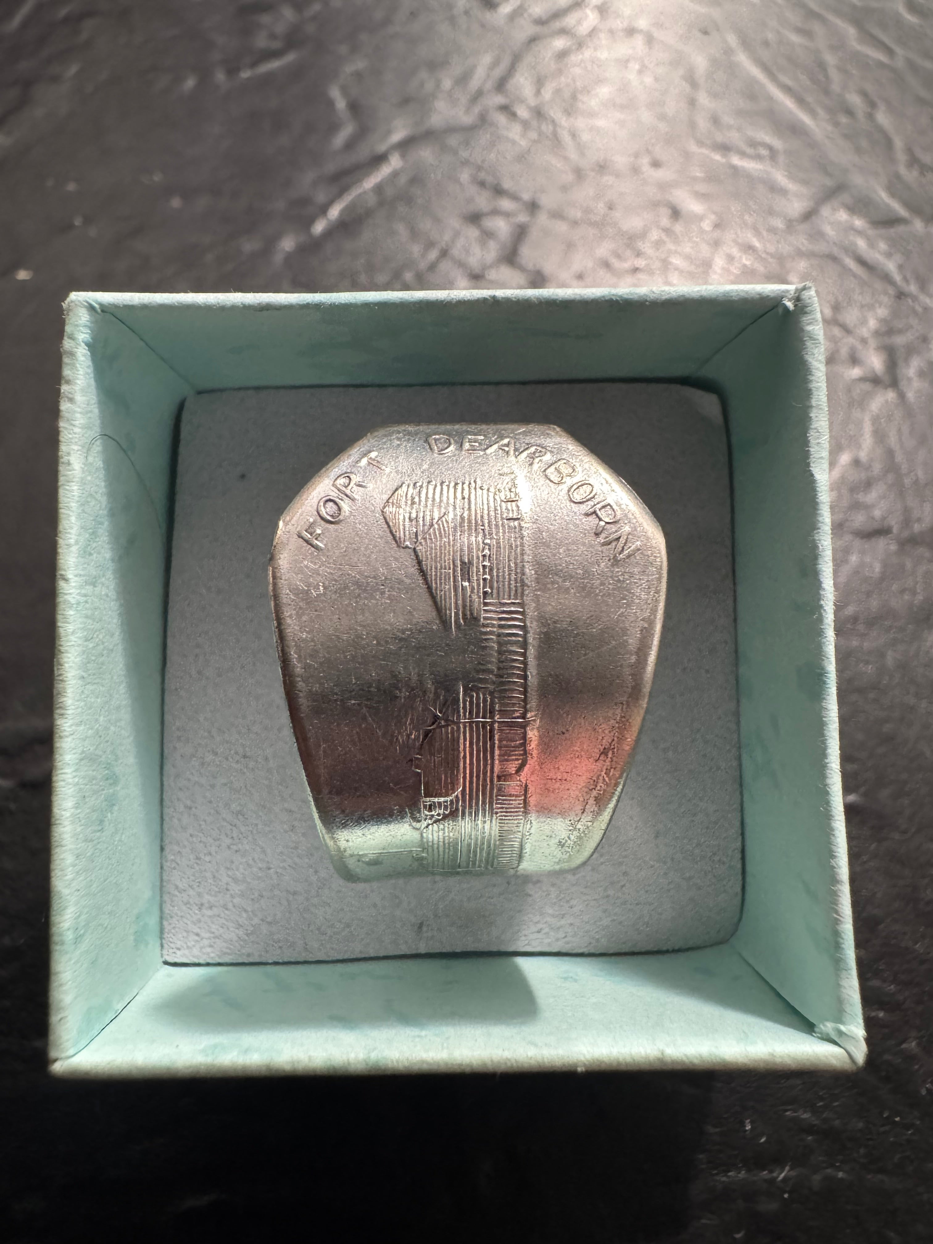 Fort Dearborn 1833 Spoon Ring – Handmade Century Silverplate Ring – Vintage Souvenir Silverware Jewelry