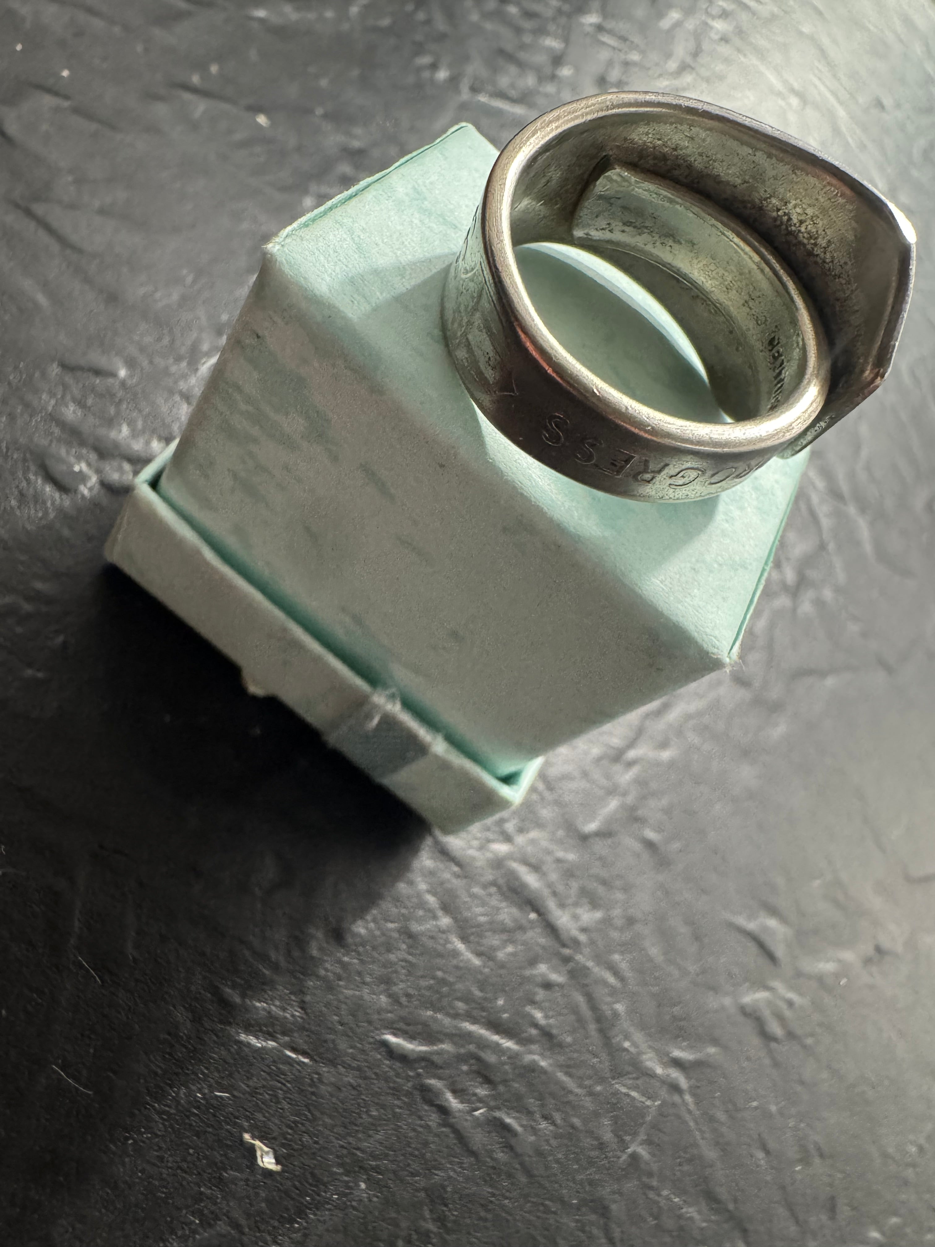 Fort Dearborn 1833 Spoon Ring – Handmade Century Silverplate Ring – Vintage Souvenir Silverware Jewelry