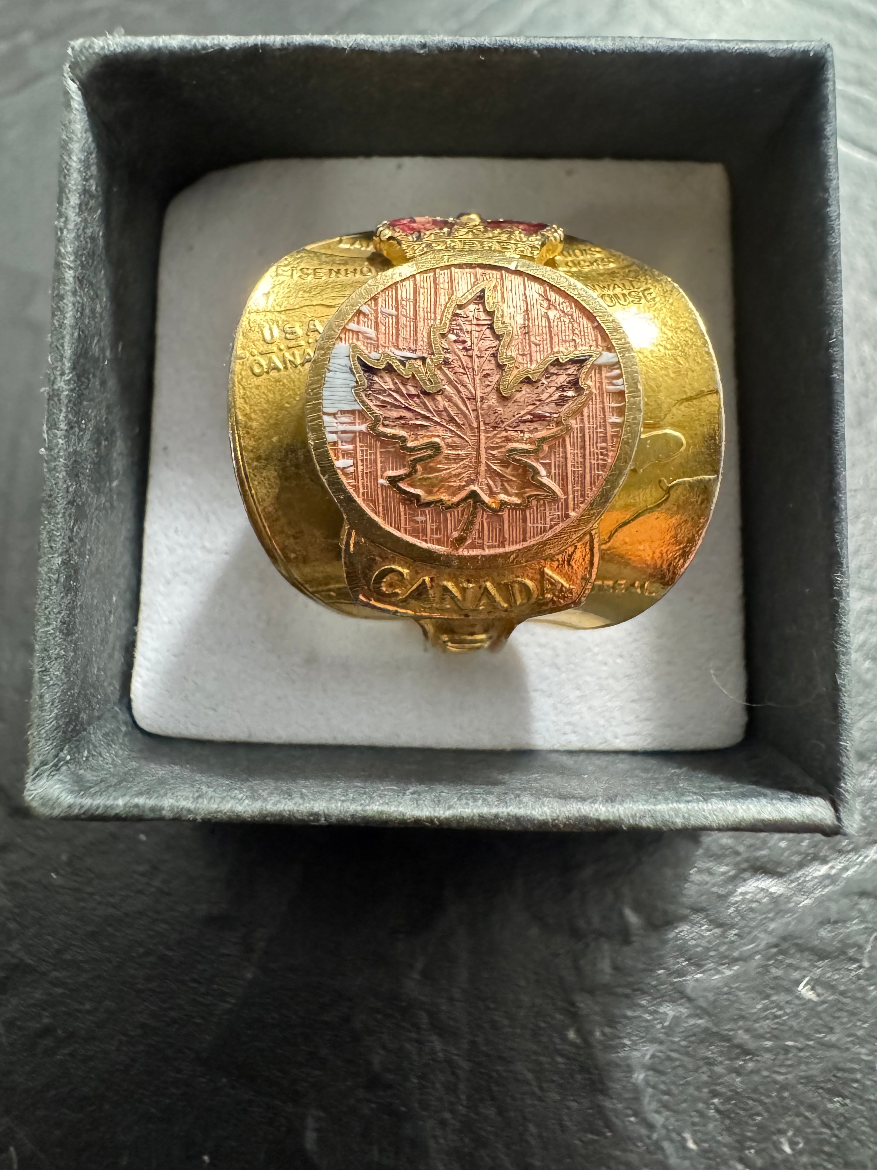 “Northern Roots” – Handmade Gold Canada Spoon Ring (Size 11) | St. Lawrence Seaway Wrap Ring