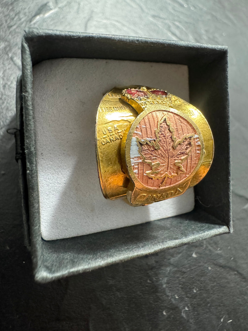 “Northern Roots” – Handmade Gold Canada Spoon Ring (Size 11) | St. Lawrence Seaway Wrap Ring