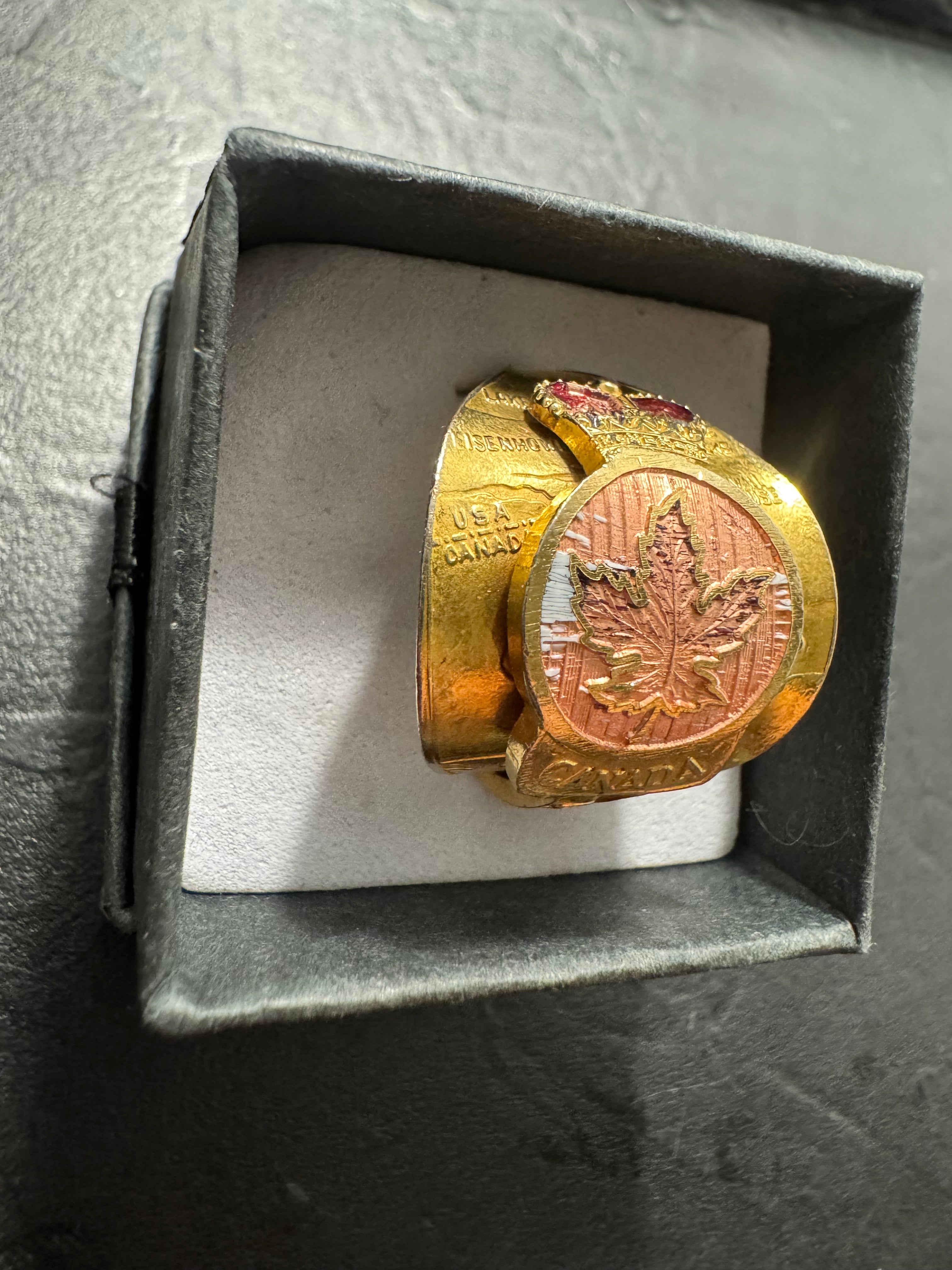 “Northern Roots” – Handmade Gold Canada Spoon Ring (Size 11) | St. Lawrence Seaway Wrap Ring