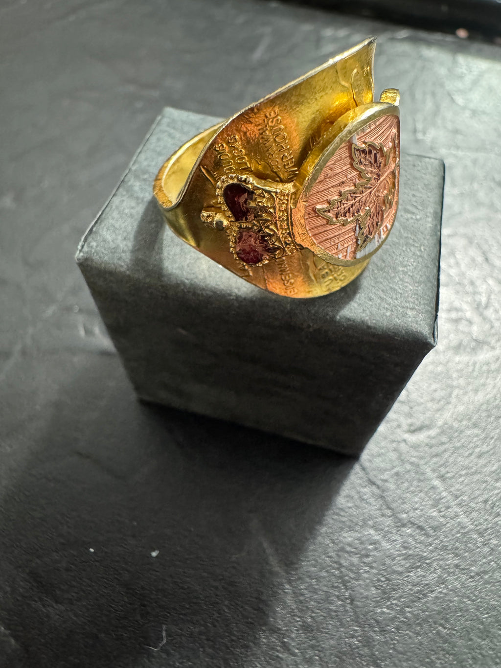 “Northern Roots” – Handmade Gold Canada Spoon Ring (Size 11) | St. Lawrence Seaway Wrap Ring