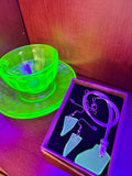 Uranium Sea Glass Necklace & Earring Set – Glows Under UV Light